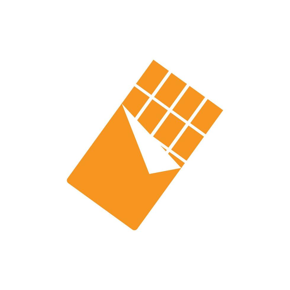 eps10 vecteur orange ouvert icône de barre de chocolat isolé sur fond blanc. symbole de feuille d'emballage de barre de chocolat sucré dans un style moderne simple et plat pour la conception de votre site Web, votre logo et votre application mobile