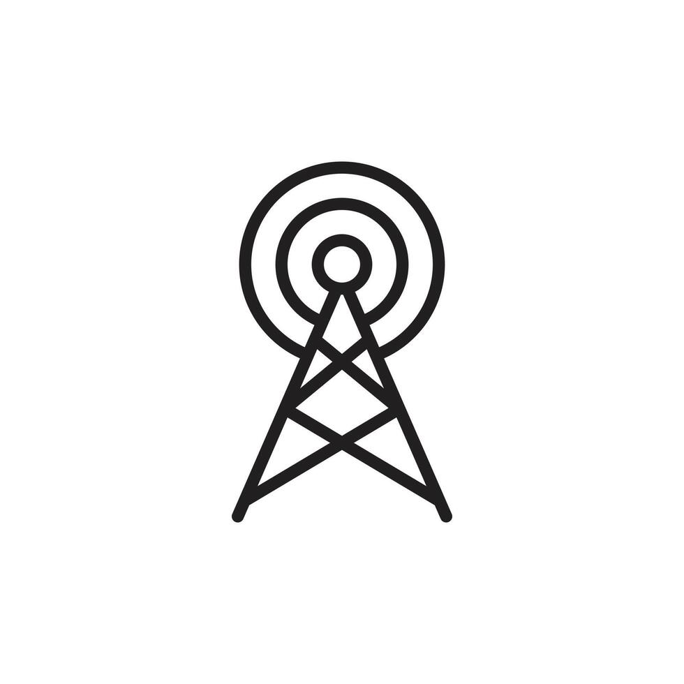 eps10 antenne émetteur vecteur noir ou icône de diffusion isolée sur fond blanc. symbole de contour de tour wifi dans un style moderne simple et plat pour la conception de votre site Web, votre logo et votre application mobile