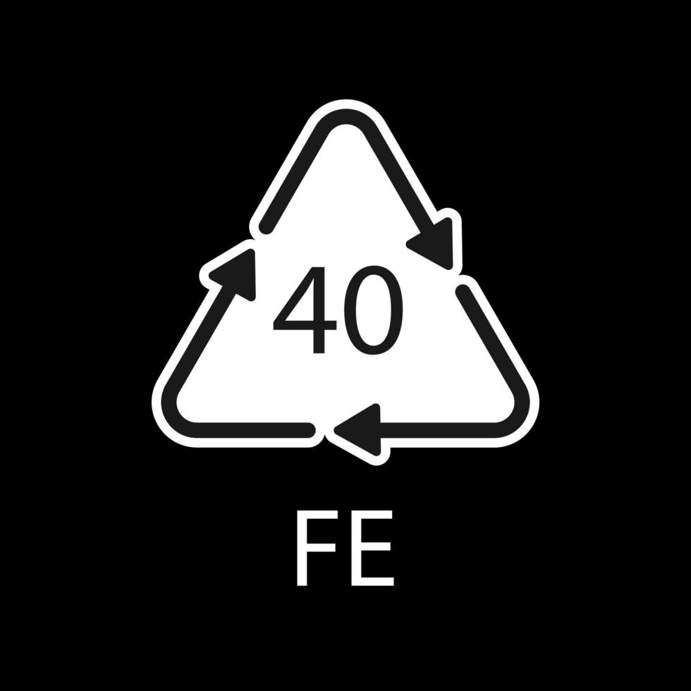 symbole de recyclage du plastique fe 40, emballage en plastique. illustration vectorielle vecteur