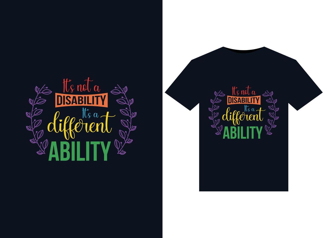 ce n'est pas un handicap, c'est une capacité différente illustrations pour la conception de t-shirts prêts à imprimer vecteur