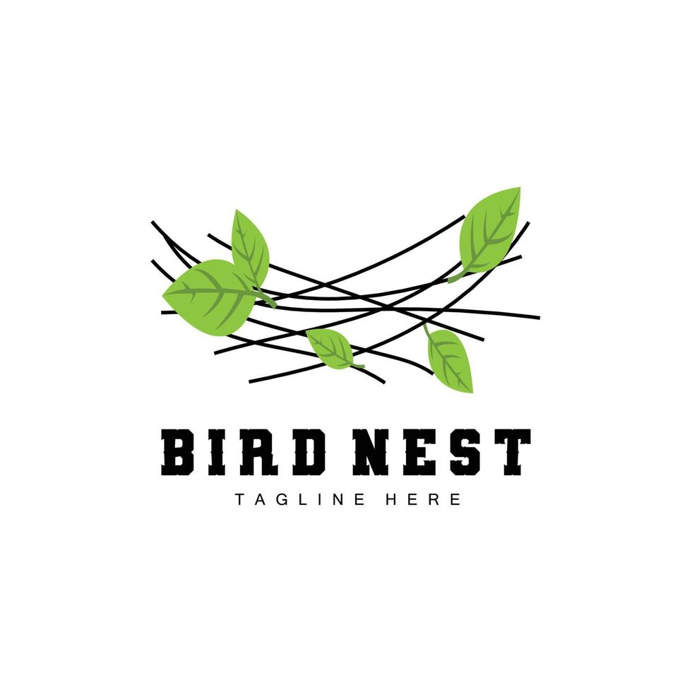conception de logo de nid d'oiseau, vecteur de maison d'oiseau pour les oeufs, illustration de logo d'arbre d'oiseau