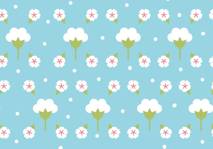 Modèle de fleur de coton à motif plat vecteur