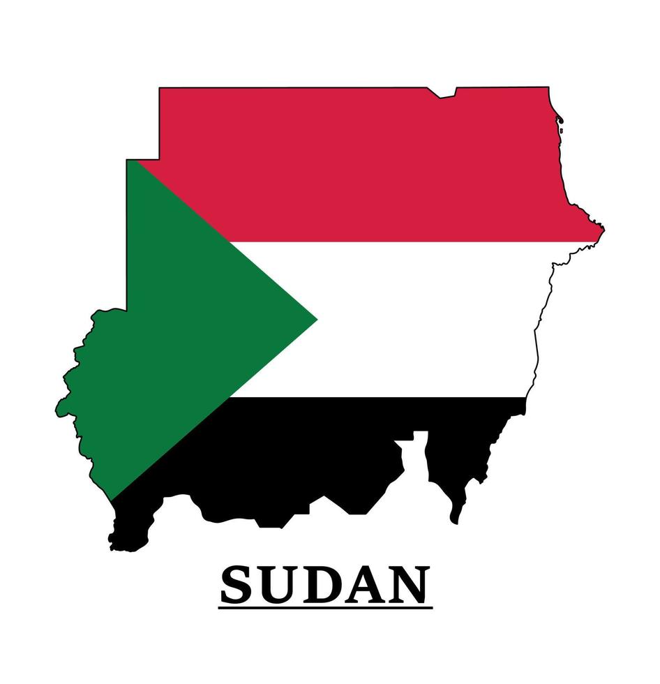 conception de la carte du drapeau national du soudan, illustration du drapeau du pays du soudan à l'intérieur de la carte vecteur