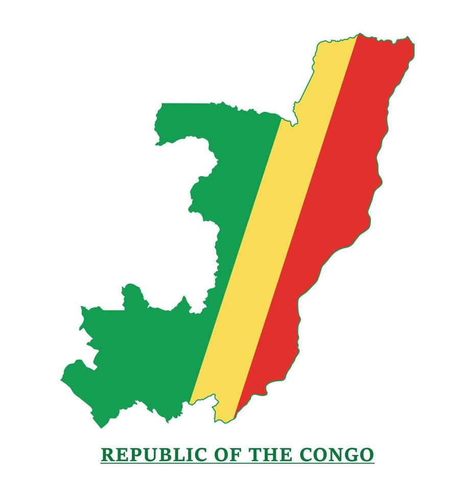 conception de la carte du drapeau national du congo, illustration du drapeau du pays de la république du congo à l'intérieur de la carte vecteur