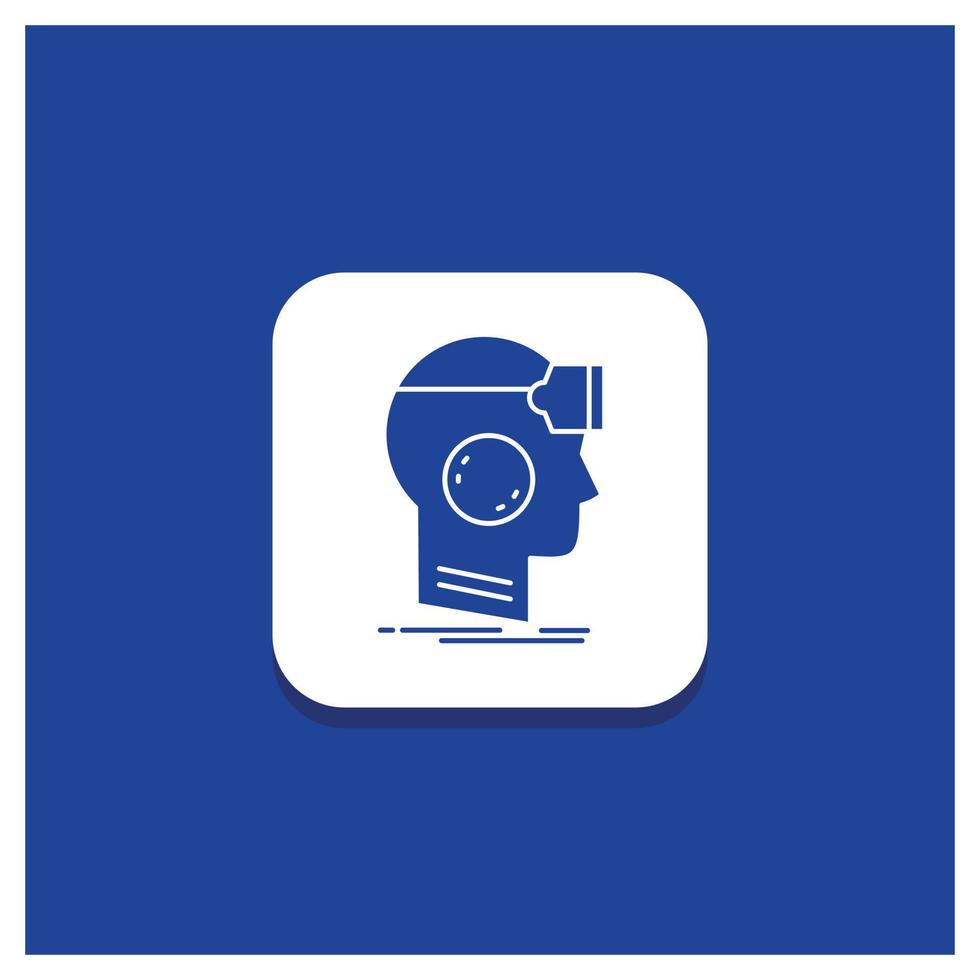 bouton rond bleu pour vr, googles, casque, réalité, icône de glyphe virtuel vecteur
