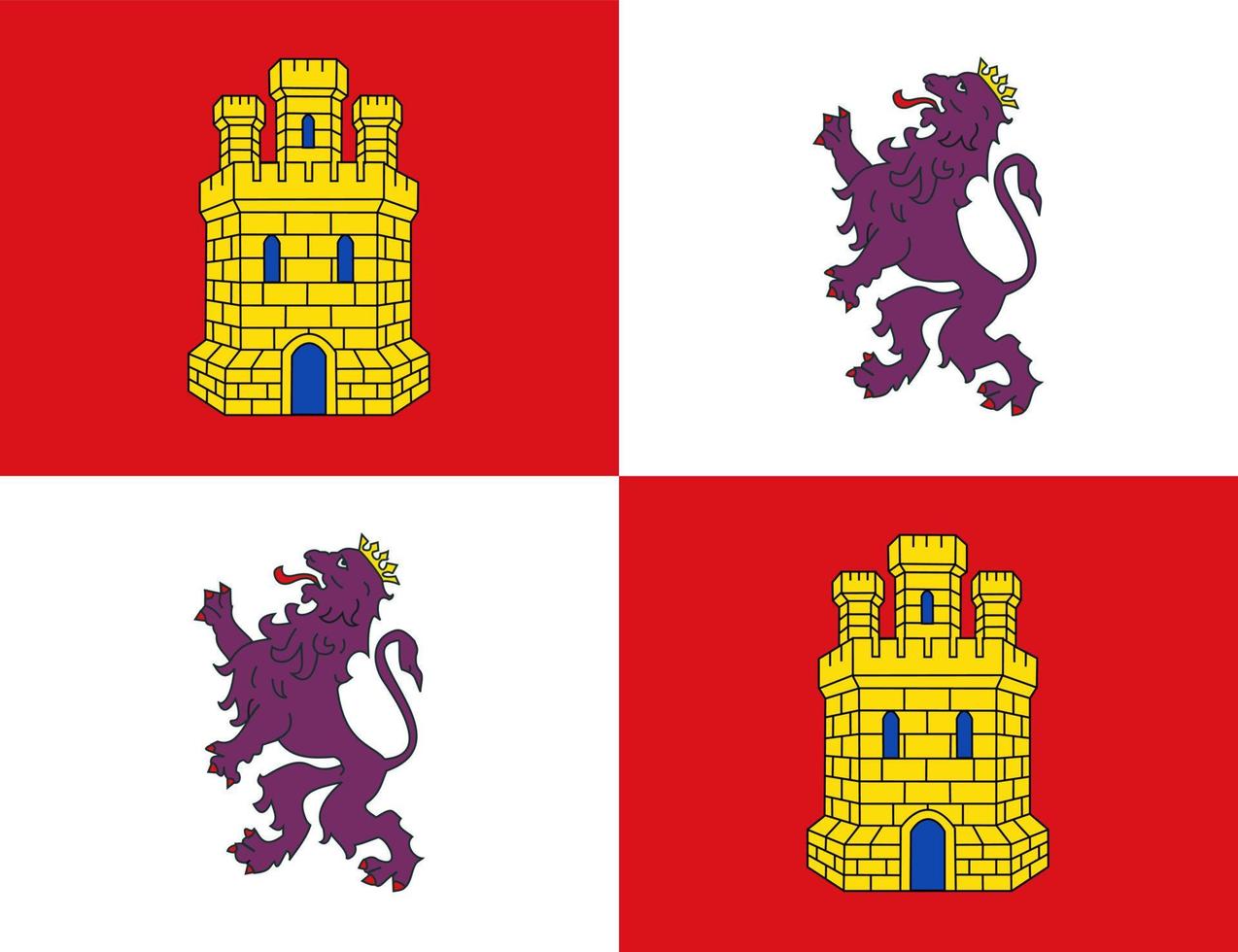 drapeau de castille et leon, communauté autonome d'espagne. illustration vectorielle. vecteur