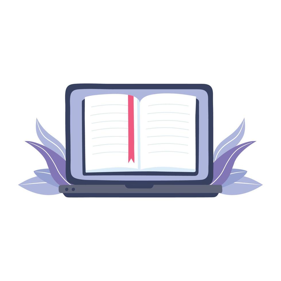 formation en ligne, leçon d'ebook pour ordinateur portable lire l'éducation et les cours d'apprentissage numérique vecteur