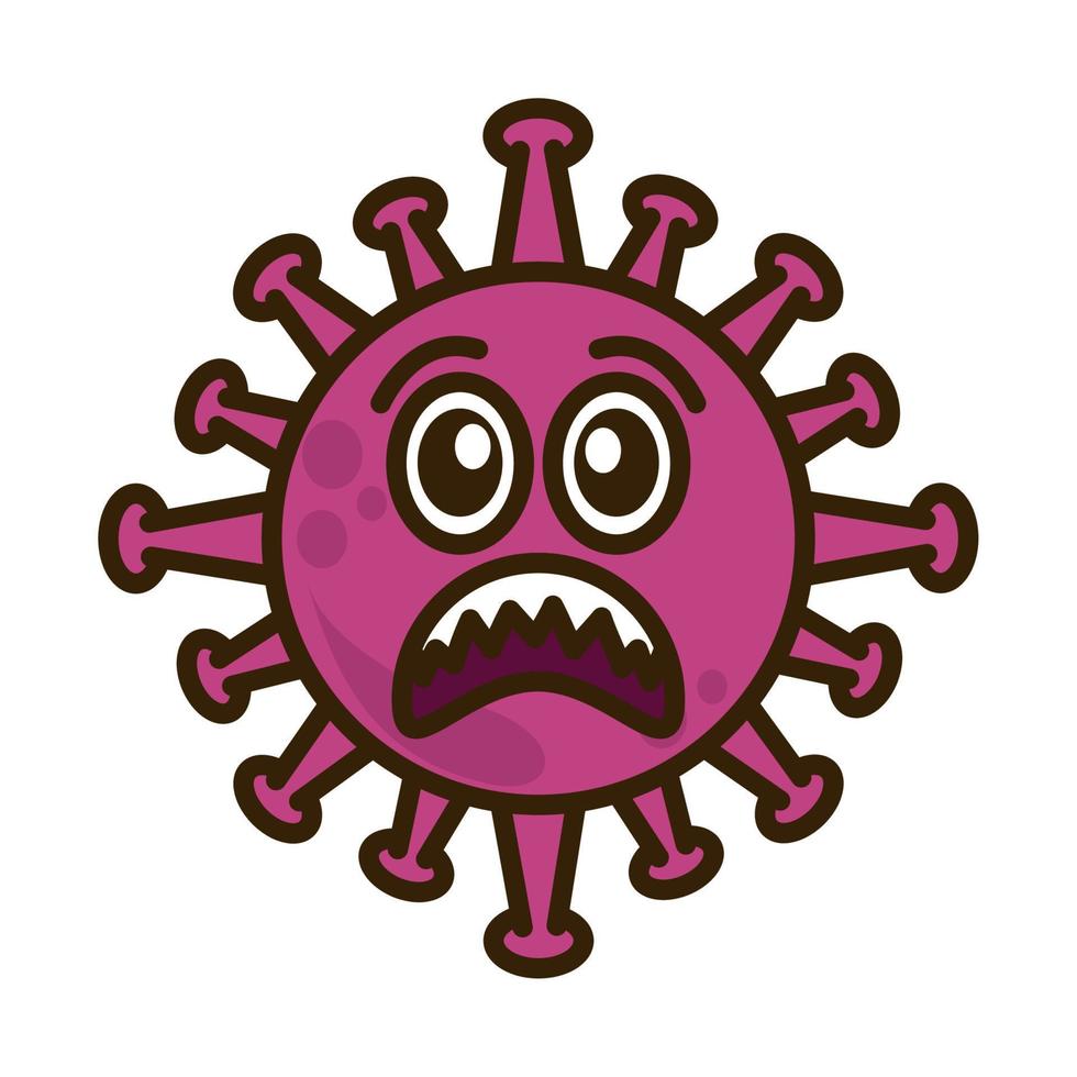 émoticône de virus, infection de caractère emoji covid-19, style de dessin animé plat de visage vecteur