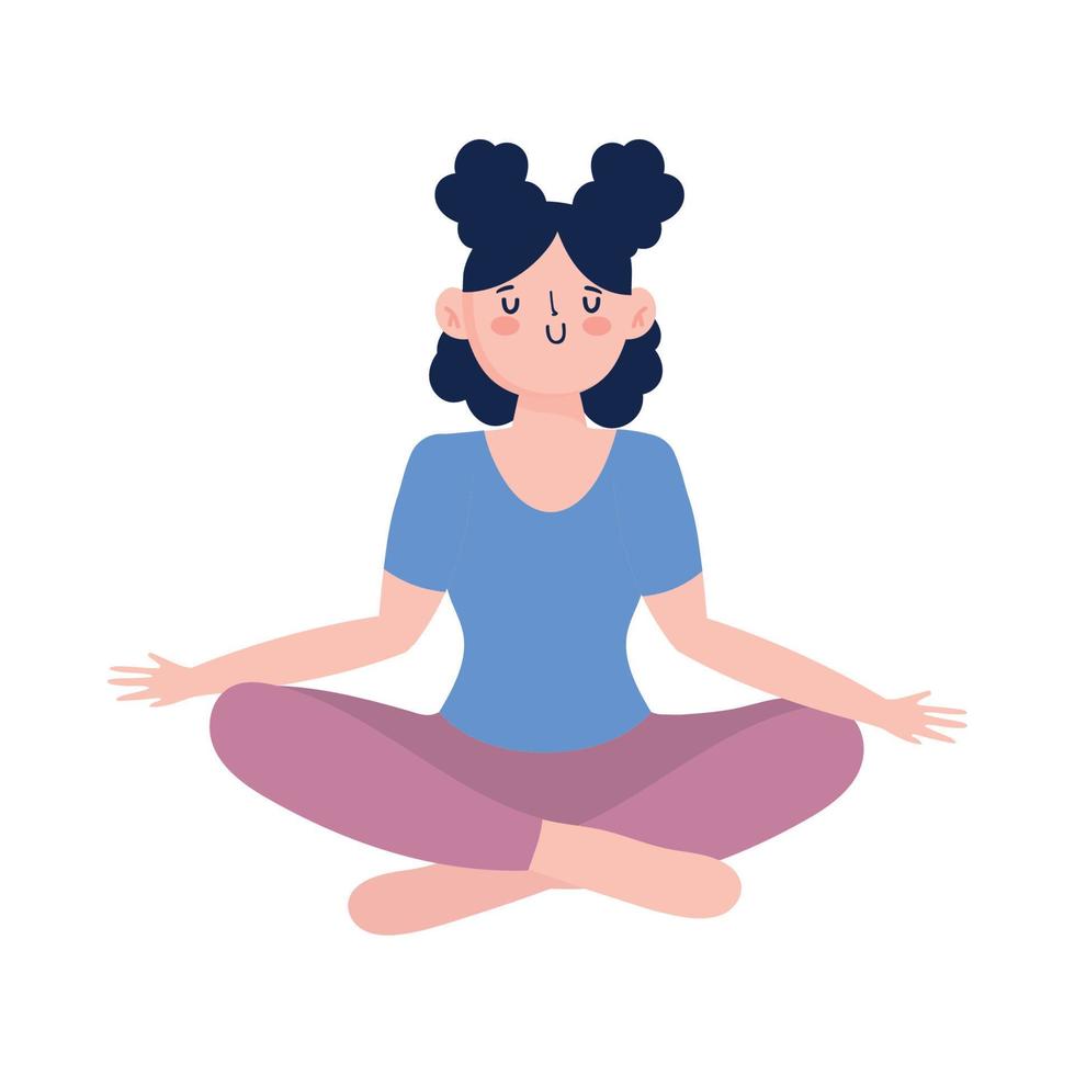 jeune femme pratiquant la méditation yoga icône du design isolé fond blanc vecteur