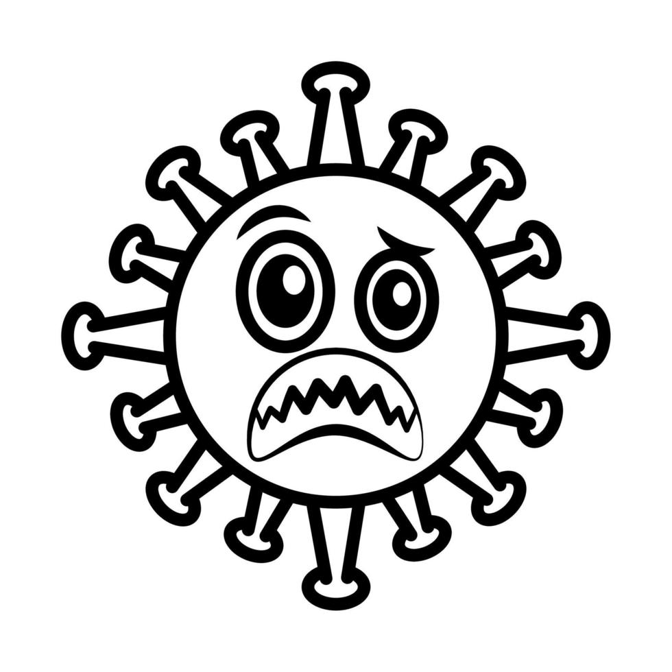 émoticône de virus, infection de caractère emoji covid-19, style de dessin animé de ligne de visage vecteur