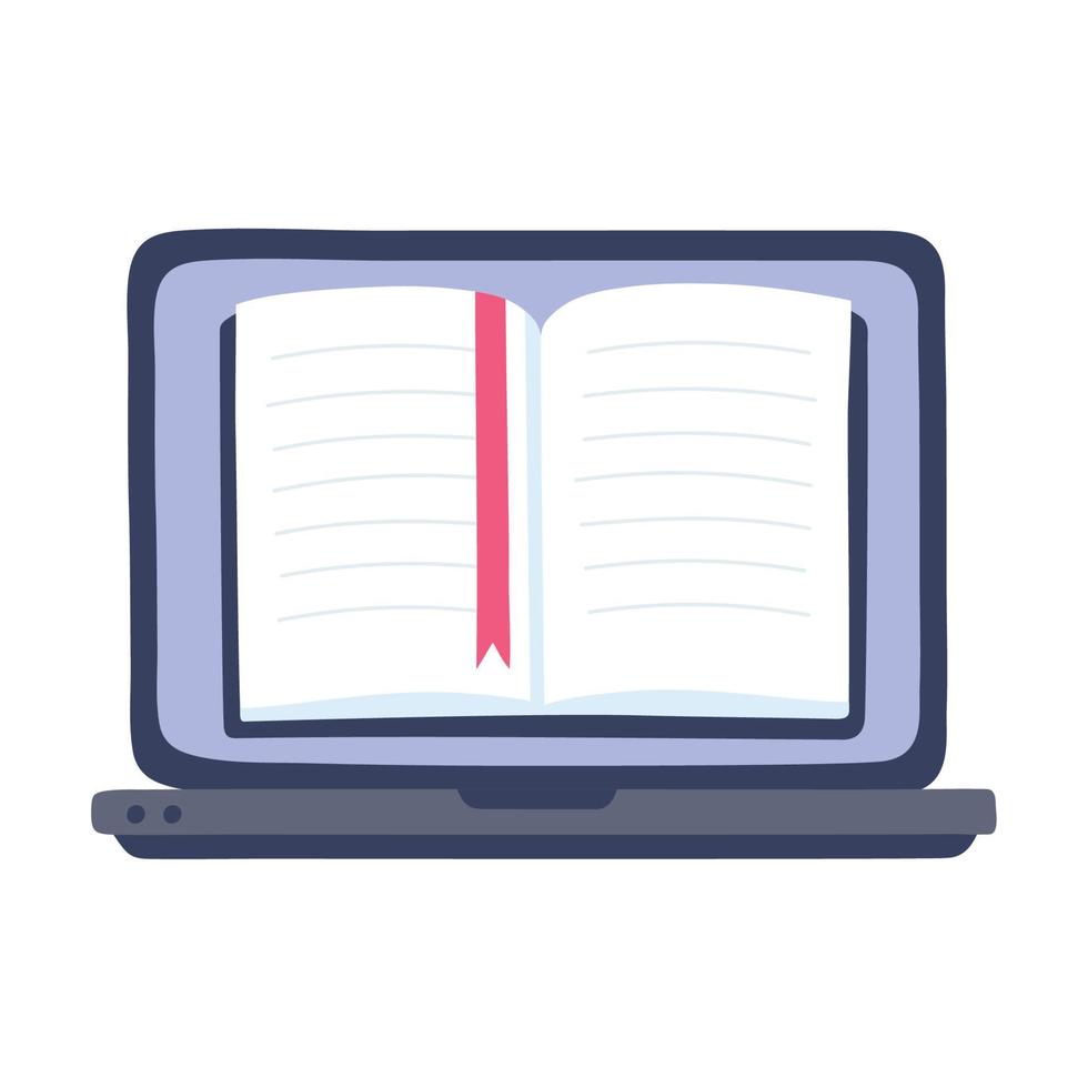 formation en ligne, ordinateur portable ebook littérature, éducation et cours apprentissage numérique vecteur