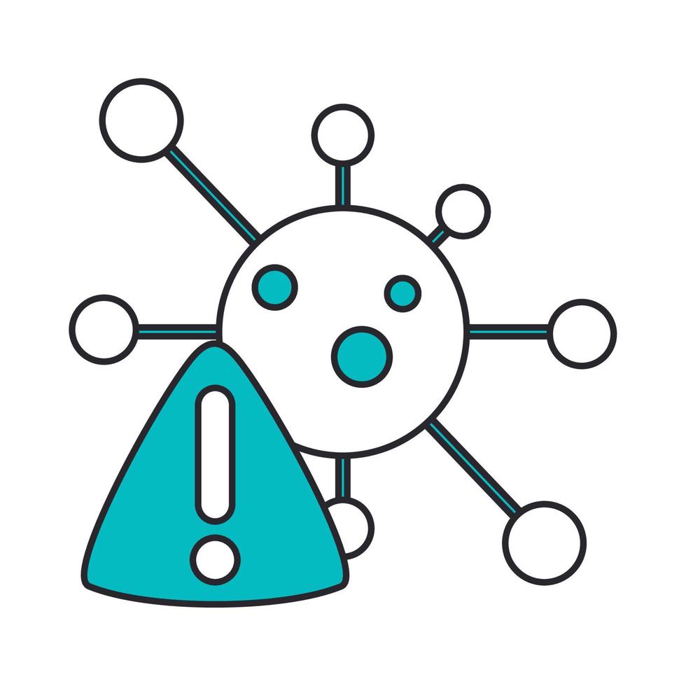 covid 19 coronavirus, virus d'avertissement, prévention de la propagation de la maladie épidémique ligne pandémique et icône de style de remplissage vecteur