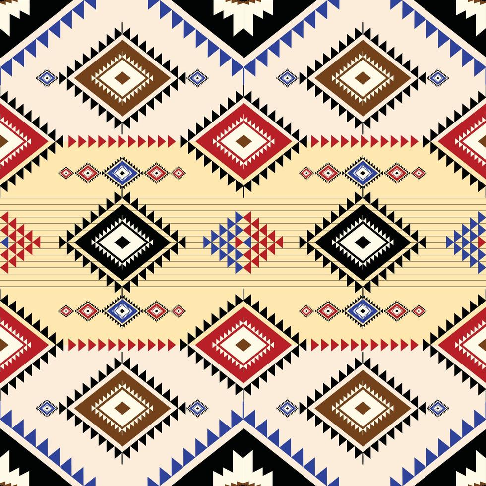 motif sans couture abstrait géométrique ethnique. navajo amérindien, aztèque, style mexicain conçu pour le fond, le papier peint, l'impression, l'emballage, le sarong, la tuile. illustration vectorielle. broderie style tribal vecteur