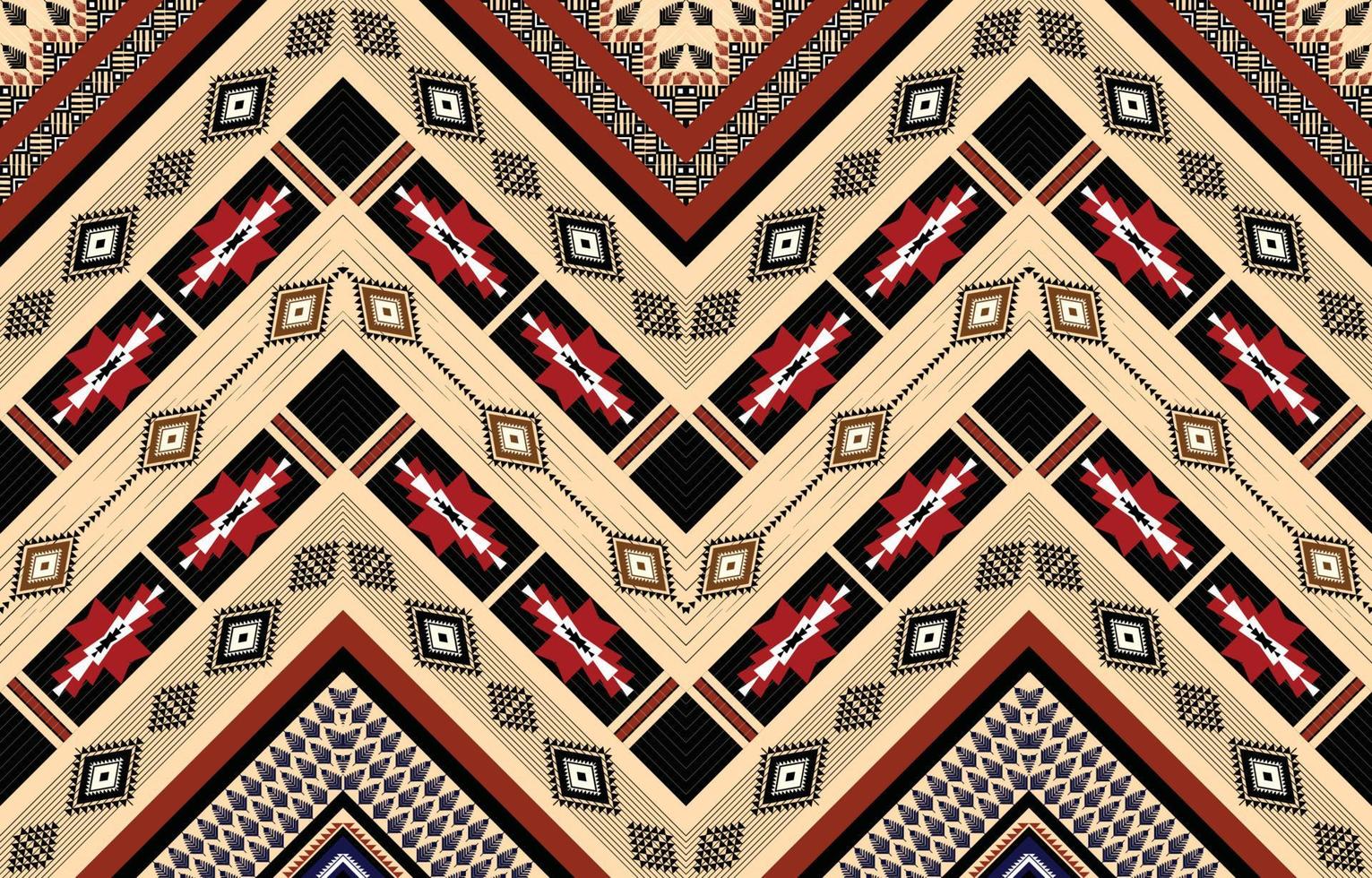 motif ethnique géométrique coloré. oriental, occidental, aztèque, tribal traditionnel. modèle sans couture. tissu, carrelage, arrière-plan, tapis, papier peint, vêtements, sarong, emballage, batik, tissu, motif vectoriel. vecteur