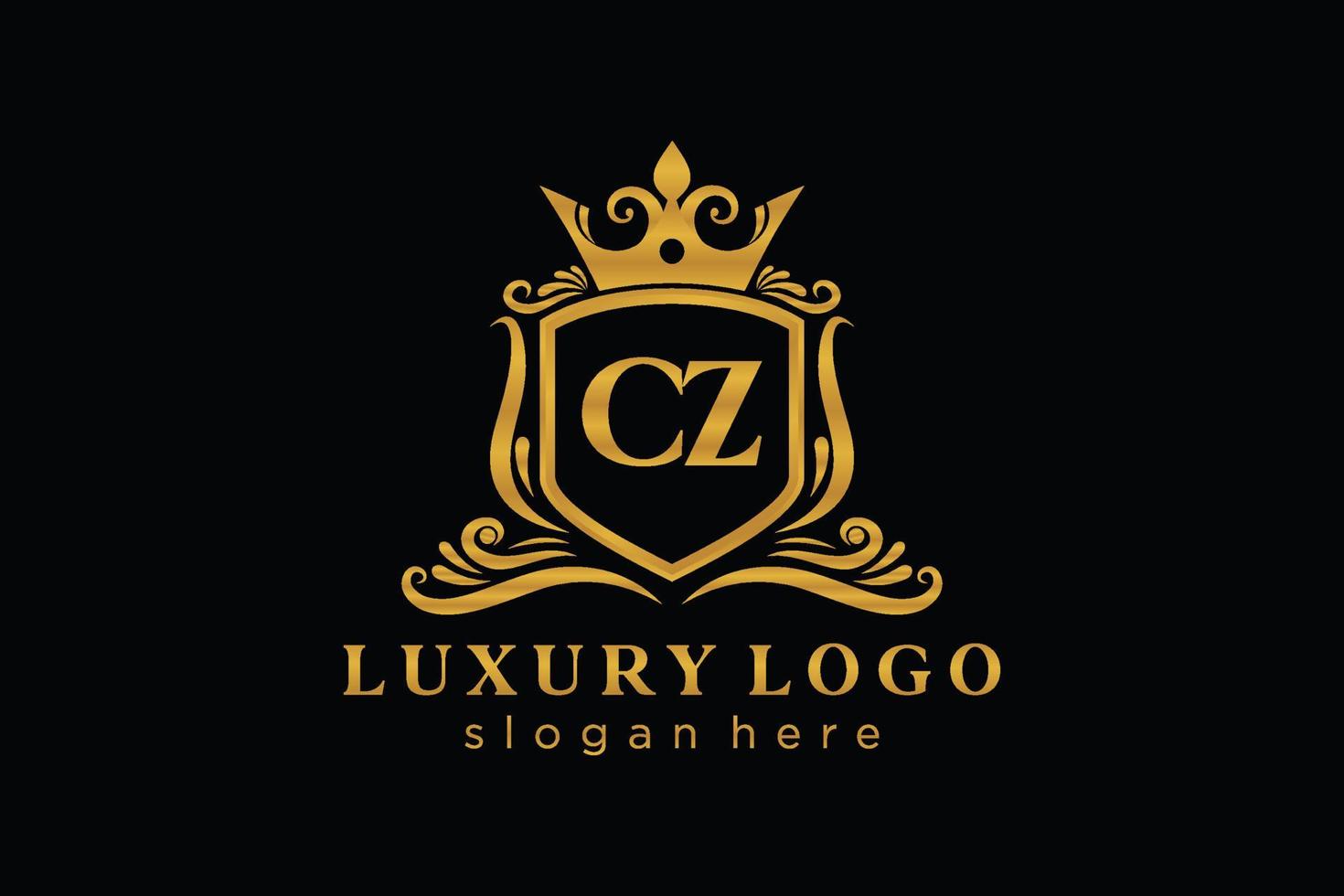 modèle initial de logo de luxe royal de lettre cz dans l'art vectoriel pour le restaurant, la royauté, la boutique, le café, l'hôtel, l'héraldique, les bijoux, la mode et d'autres illustrations vectorielles.