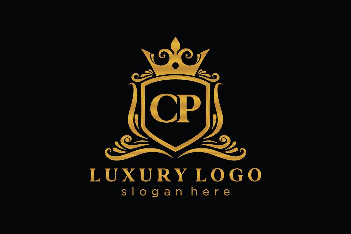 modèle de logo de luxe royal de lettre cp initiale dans l'art vectoriel pour le restaurant, la royauté, la boutique, le café, l'hôtel, l'héraldique, les bijoux, la mode et d'autres illustrations vectorielles.