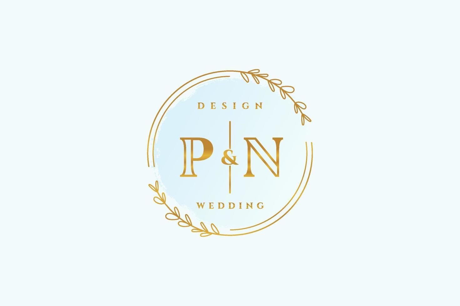 monogramme de beauté pn initial et logo d'écriture de conception de logo élégant de signature initiale, mariage, mode, floral et botanique avec modèle créatif. vecteur