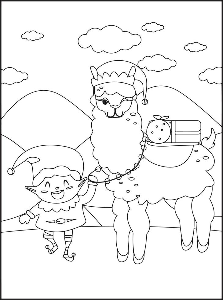 pages de livre de coloriage de noël pour les enfants vecteur