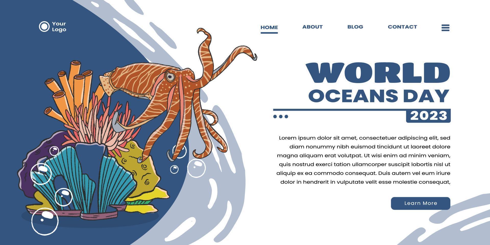 modèle de page de destination avec des animaux marins indonésiens vecteur