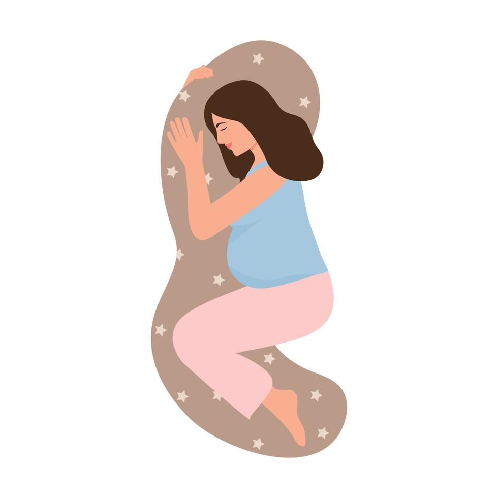 une femme enceinte dort sur un oreiller vecteur