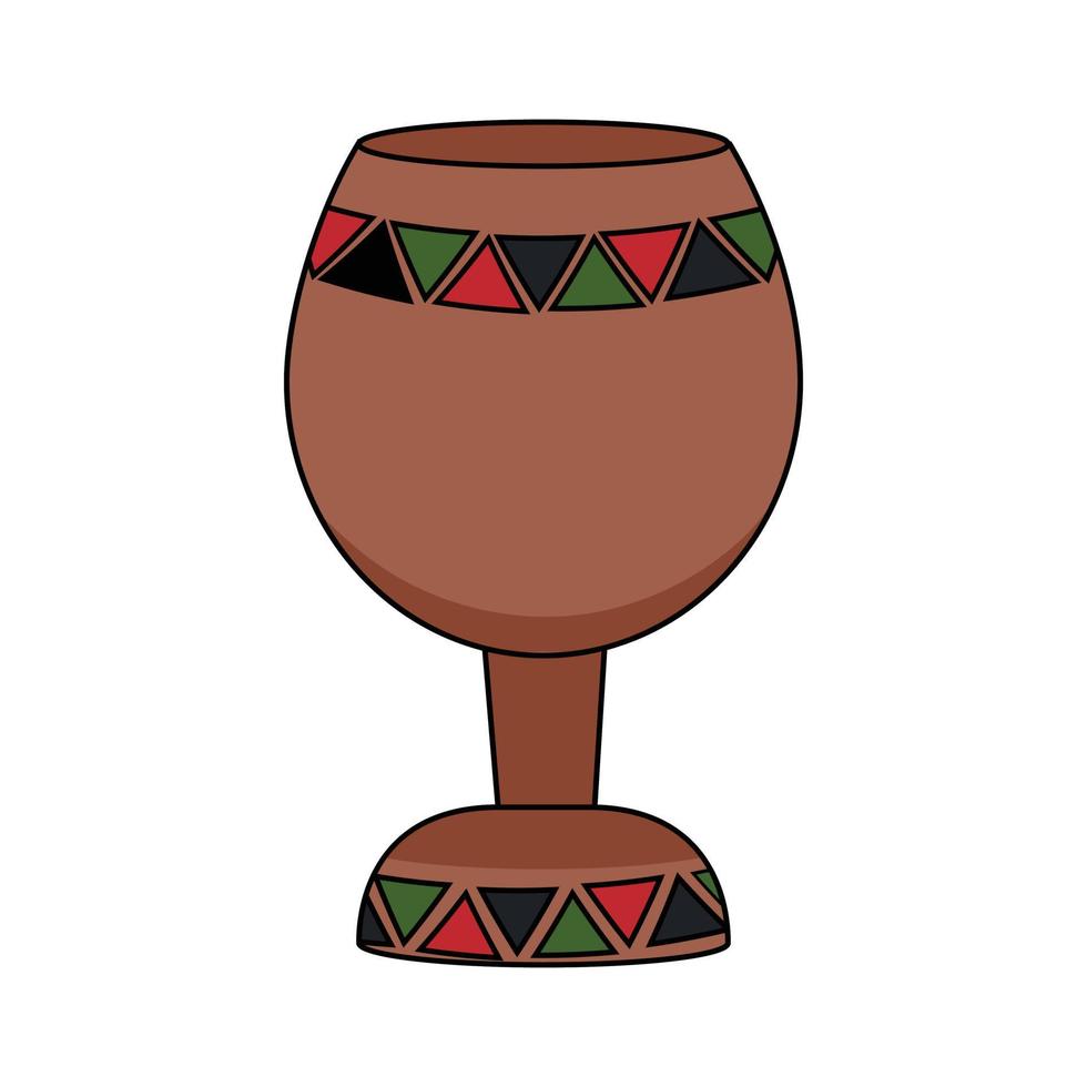 illustration plate moderne du symbole du festival kwanzaa kikombe cha umoja - coupe uniity. honorant les ancêtres africains, l'héritage afro-américain. illustration vectorielle de tasse en bois décorée d'ornement simple vecteur