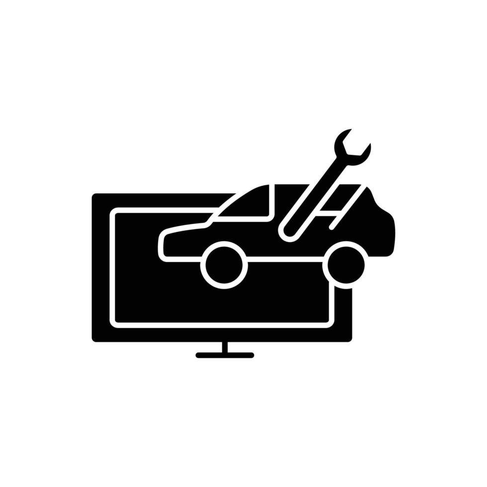 surveiller l'illustration de l'icône de glyphe avec la voiture et la clé. adapté à l'icône de réparation automobile. icône illustration liée à la réparation, à l'entretien. conception de vecteur simple modifiable