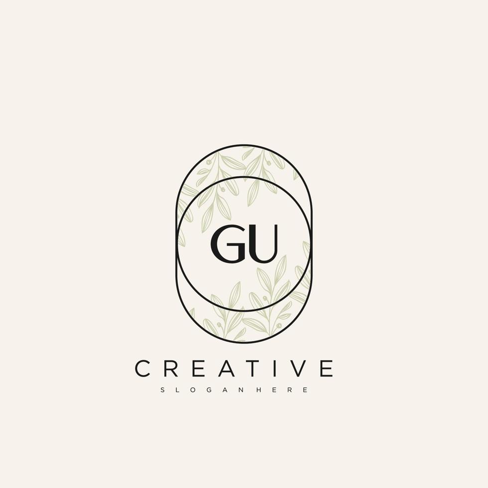 gu lettre initiale fleur logo modèle vecteur art vectoriel premium