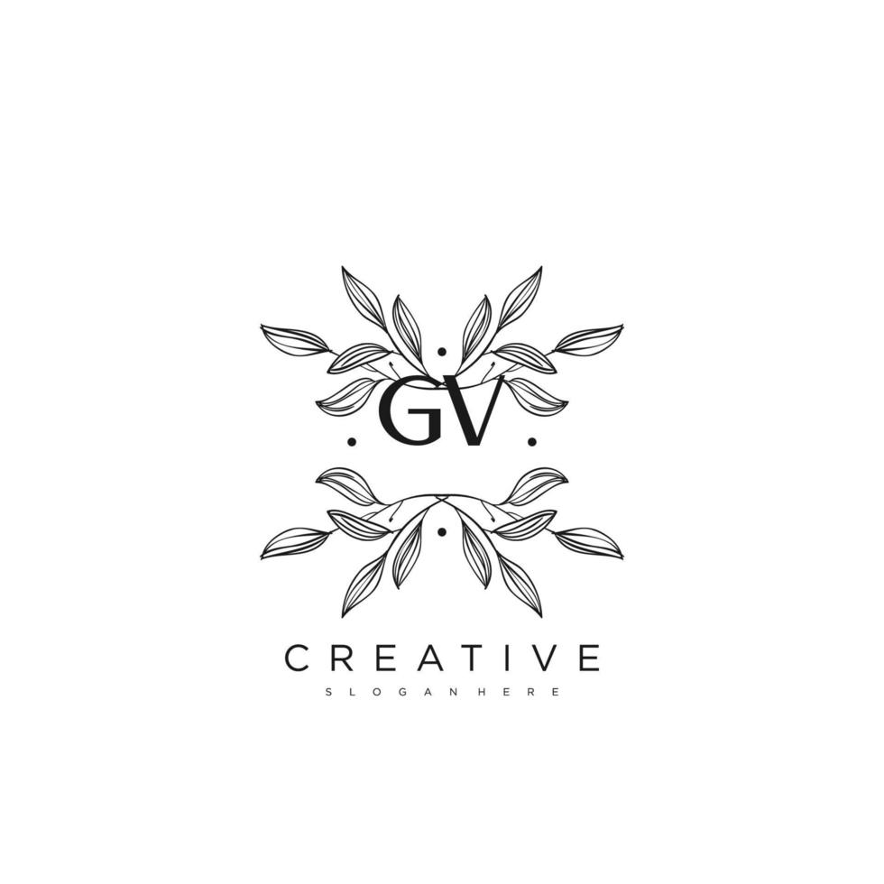 gv lettre initiale fleur logo modèle vecteur art vectoriel premium