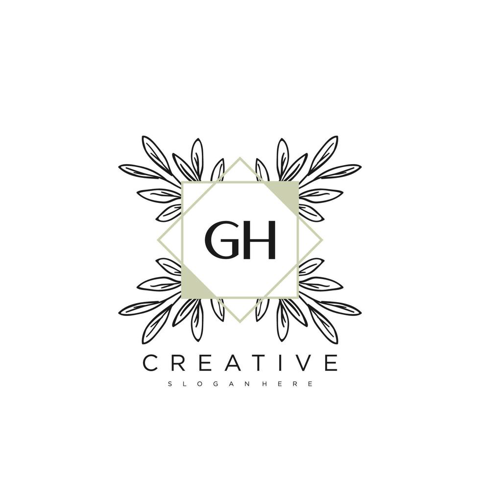 gh lettre initiale fleur logo modèle vecteur art vectoriel premium