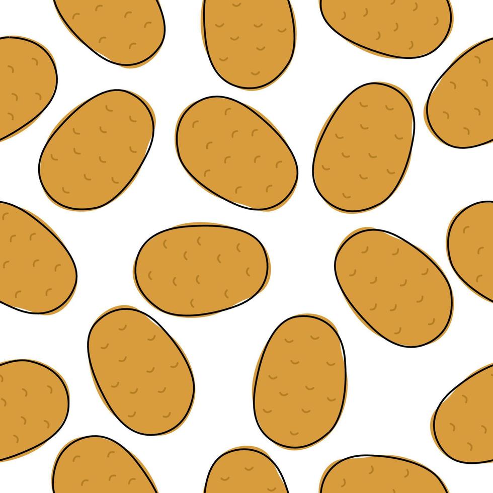 motif de pommes de terre de vecteur sans soudure. dessins de pommes de terre, illustration de légumes racines. bannière de restaurant végétarien. arrière-plan botanique pour l'étiquette des aliments, emballage des chips.