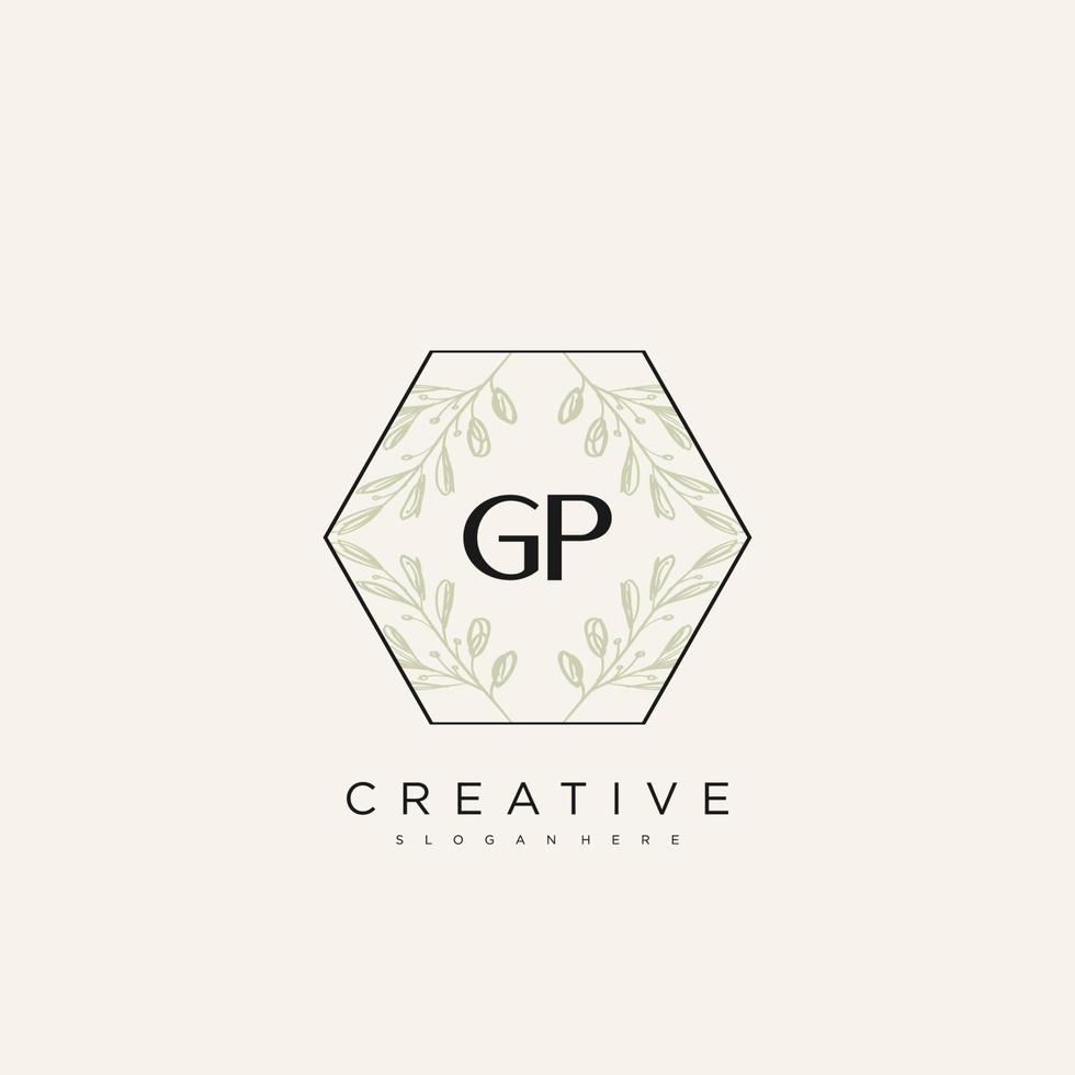 gp lettre initiale fleur logo modèle vecteur art vectoriel premium