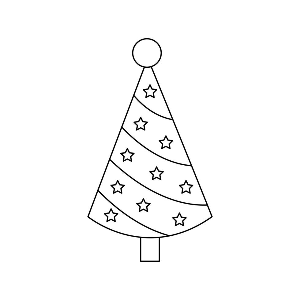 illustration vectorielle de sapin de Noël dessin animé sur fond blanc. vecteur