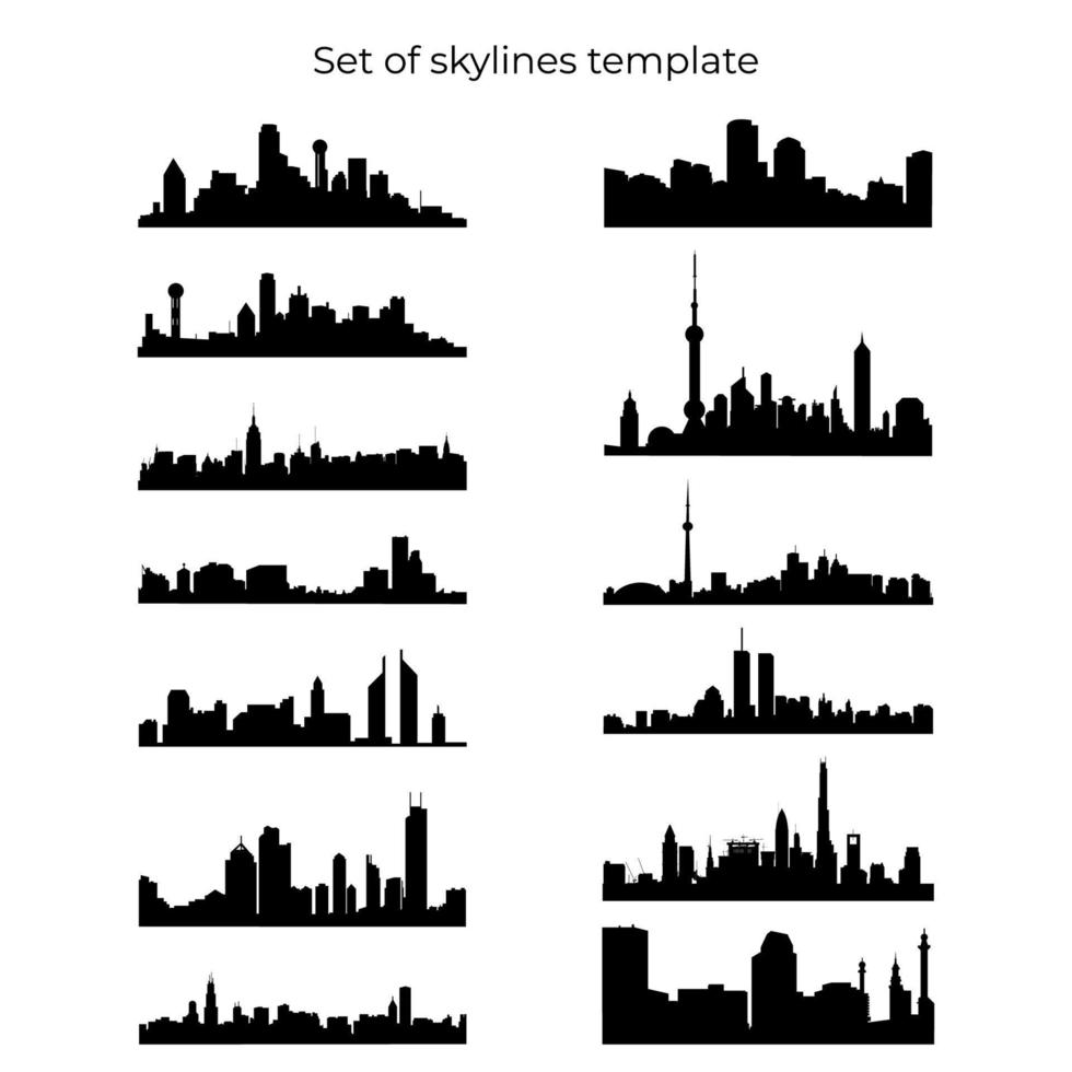 ensemble de silhouettes modèle d'illustration d'élément de paysage urbain. élément de conception de paysage. vecteur eps 10.