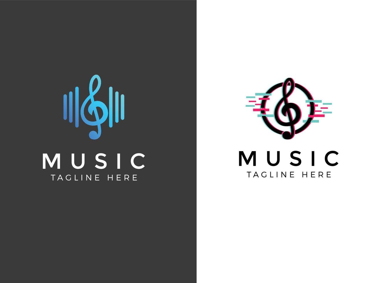 modèle de conception de logo de musique et d'onde audio simple. vecteur