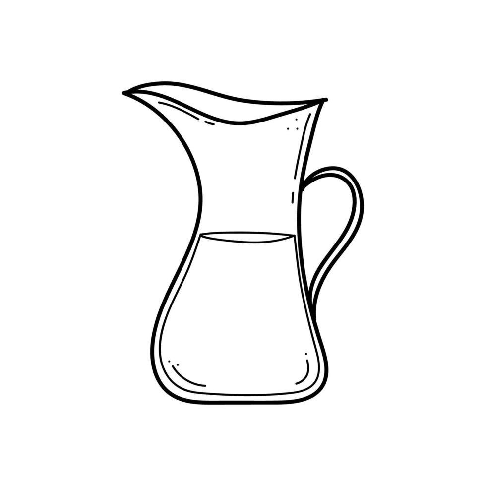 doodle illustration de cruche de lait ou d'eau en vecteur
