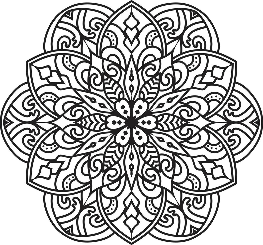 fleur de mandala en noir et blanc vecteur