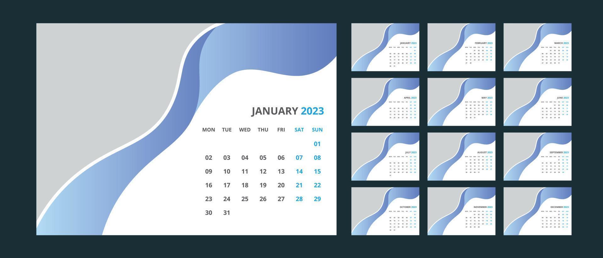 calendrier de bureau 2023 vecteur