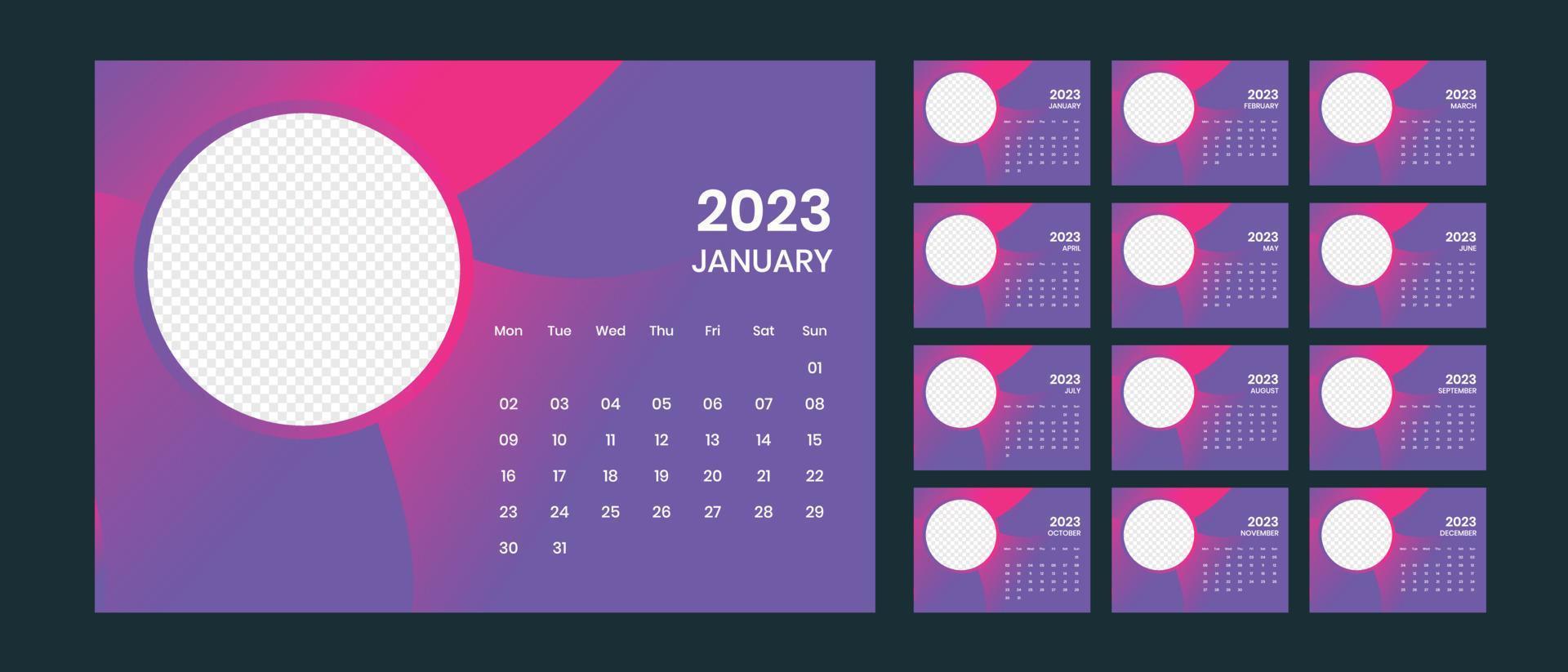 calendrier de bureau 2023 vecteur