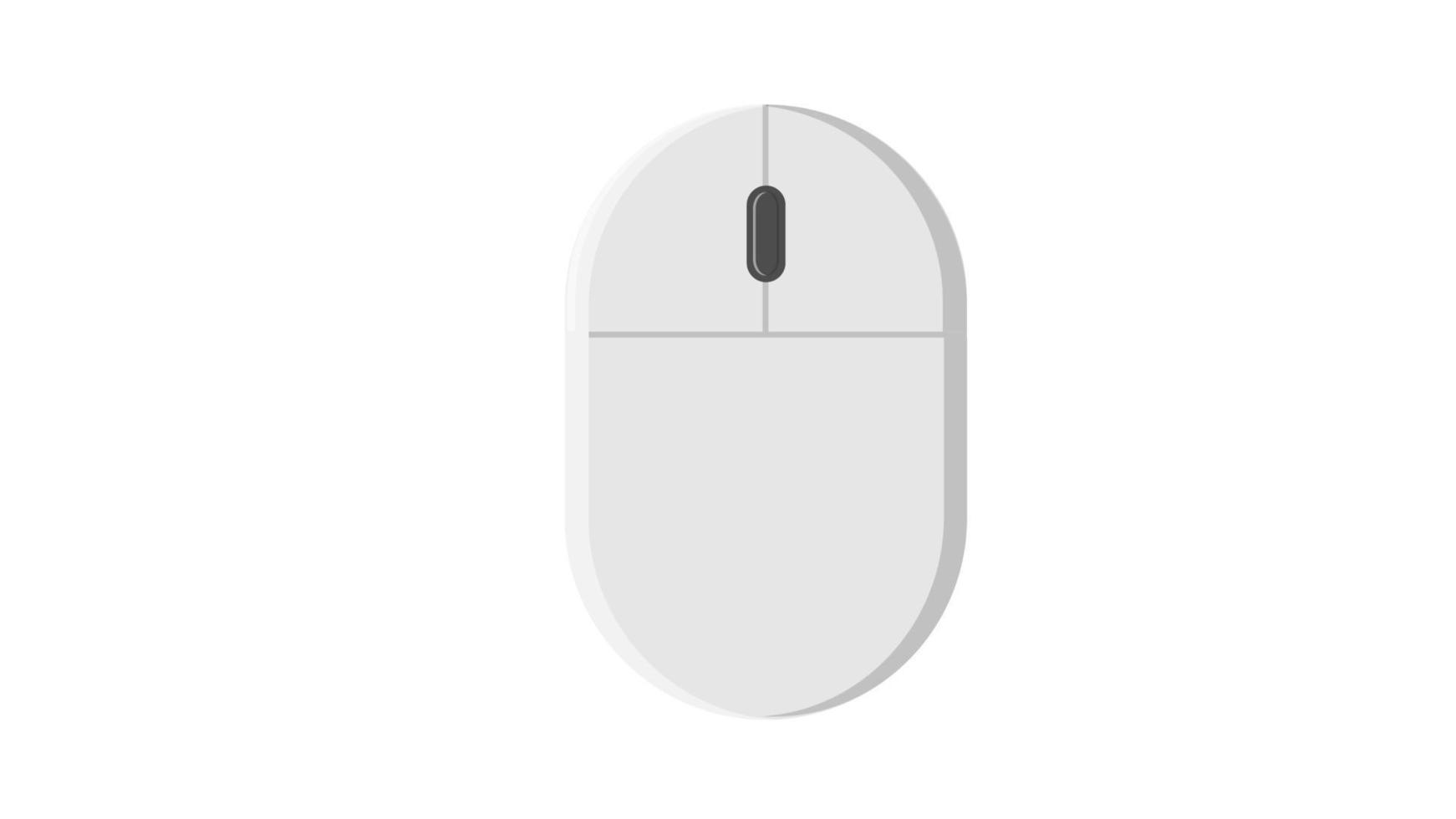 Illustration vectorielle d'une souris d'ordinateur numérique sans fil à icône plate blanche avec boutons et molette sur fond blanc. concept informatique technologies numériques vecteur