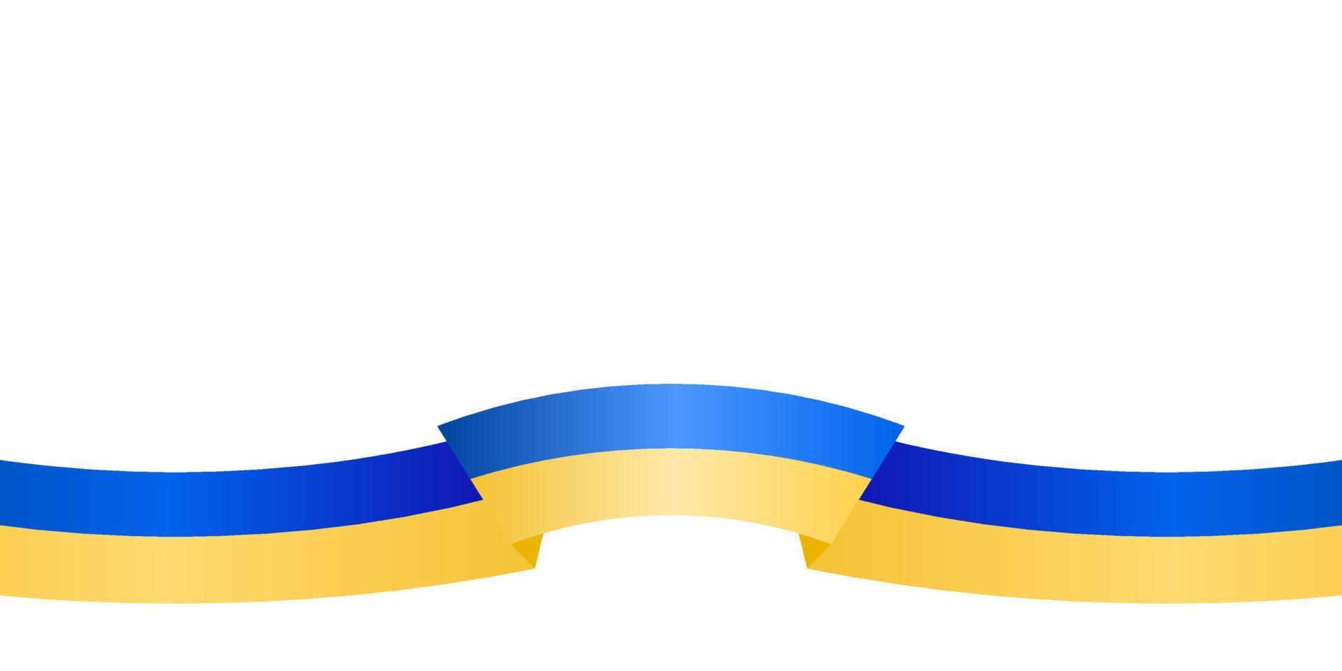 fond de vague de drapeau national ukrainien. agitant le ruban dans les couleurs bleus et jaunes sur fond uni blanc. bannière, affiche, modèle, mise en page horizontale. illustration vectorielle. vecteur