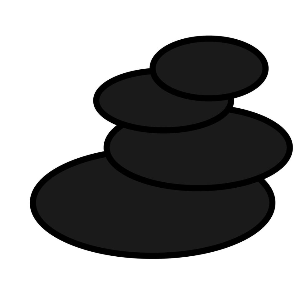 icône simple naturelle noire plate de pierres de basalte rondes ovales glamour à la mode pour le massage et la thérapie par la pierre, conseils de beauté. illustration vectorielle vecteur
