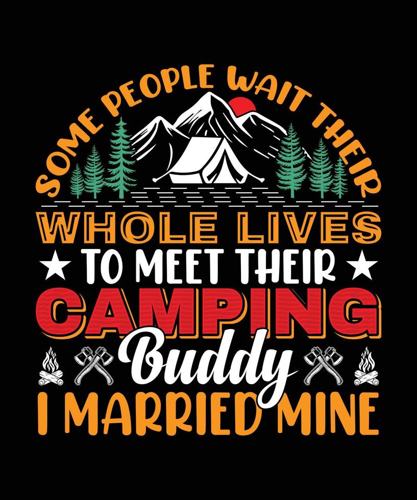 conception de t-shirt de camping vecteur