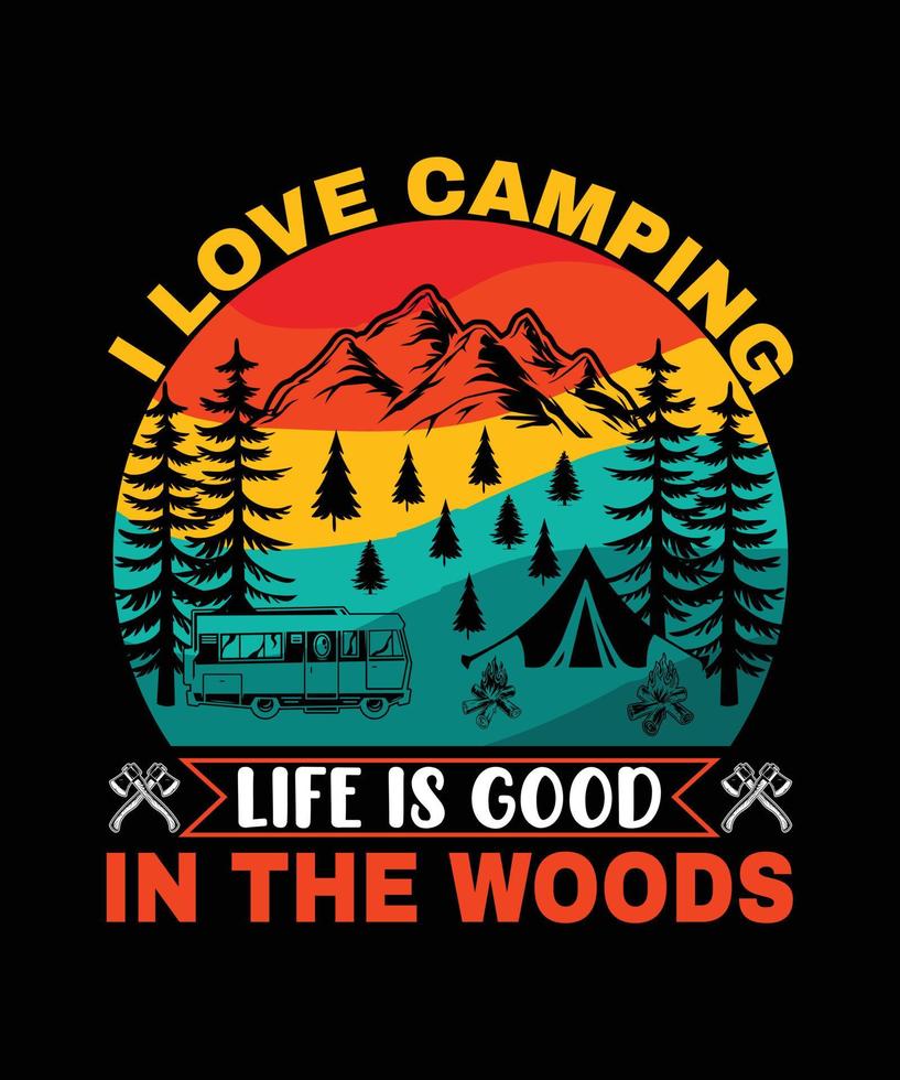 conception de t-shirt de camping vecteur