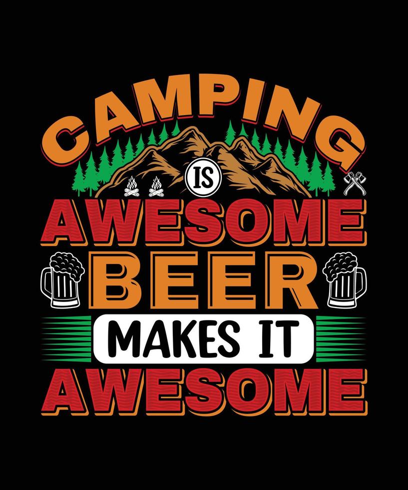 conception de t-shirt de camping vecteur