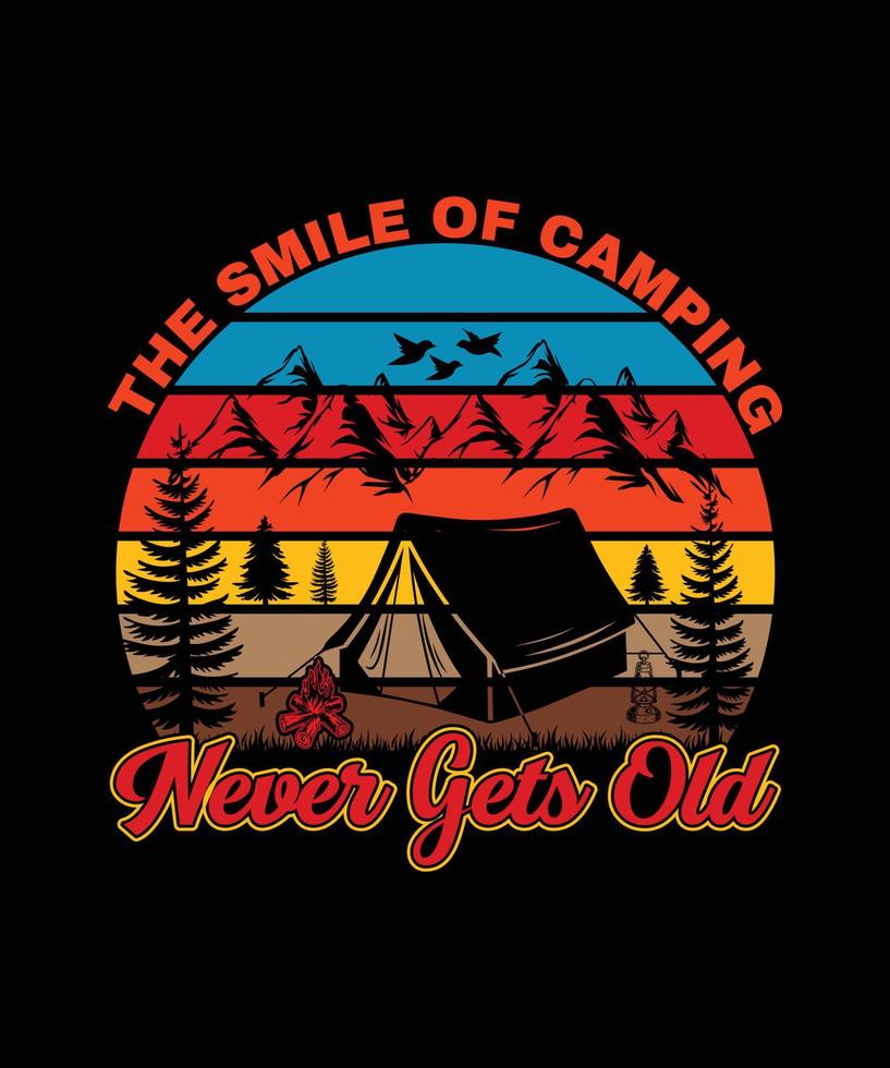 conception de t-shirt de camping vecteur