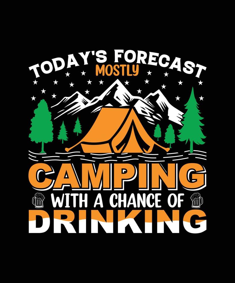 conception de t-shirt de camping vecteur