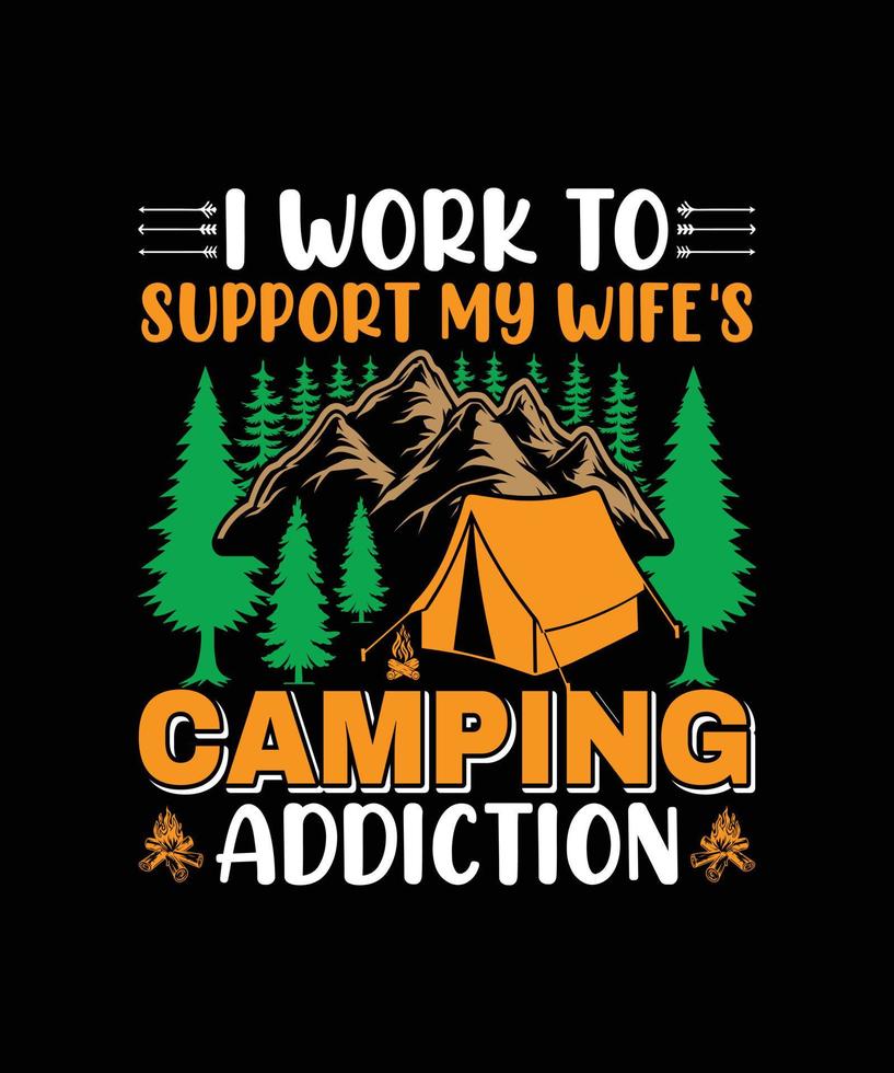 conception de t-shirt de camping vecteur