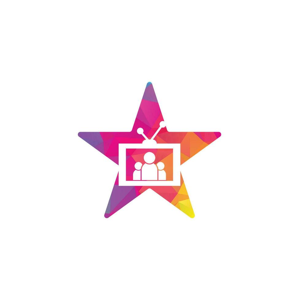 conception de logo de concept de forme d'étoile de tv de personnes. modèle de vecteur de conception de logo de chaîne familiale