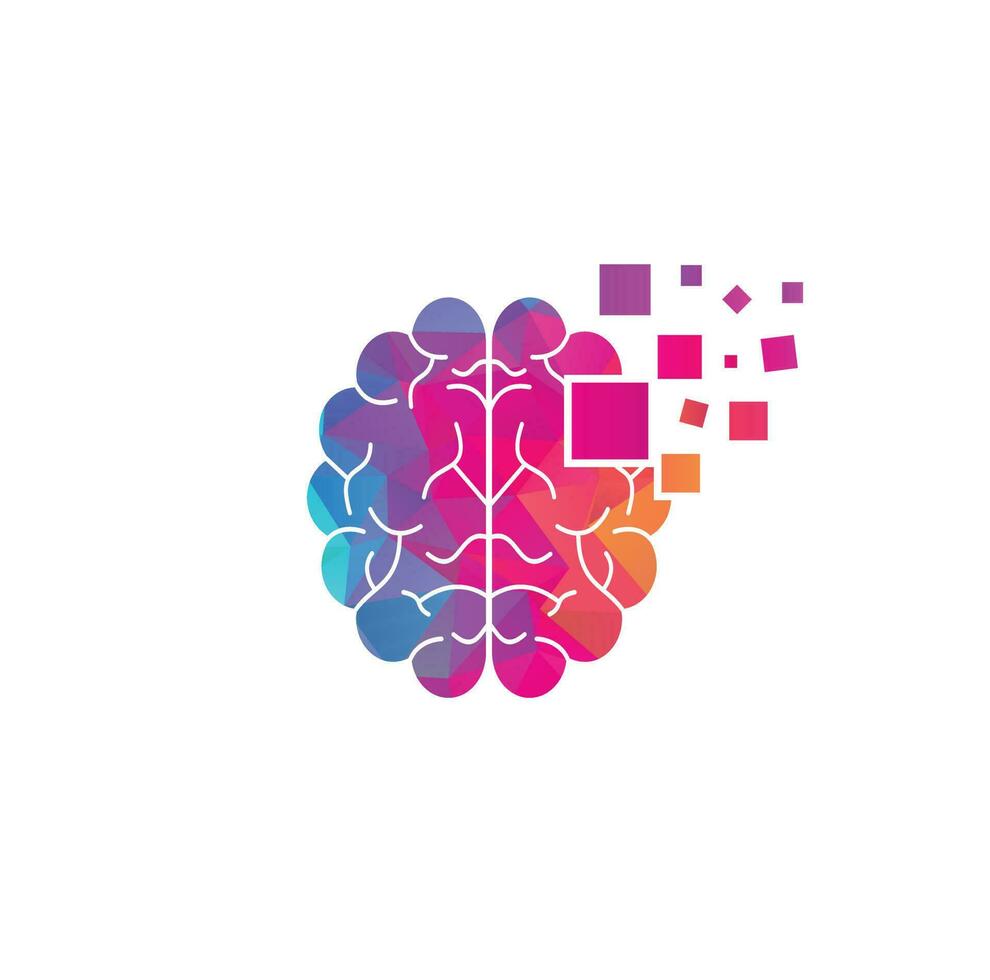 illustration vectorielle de conception de logo de technologie de cerveau numérique. vecteur