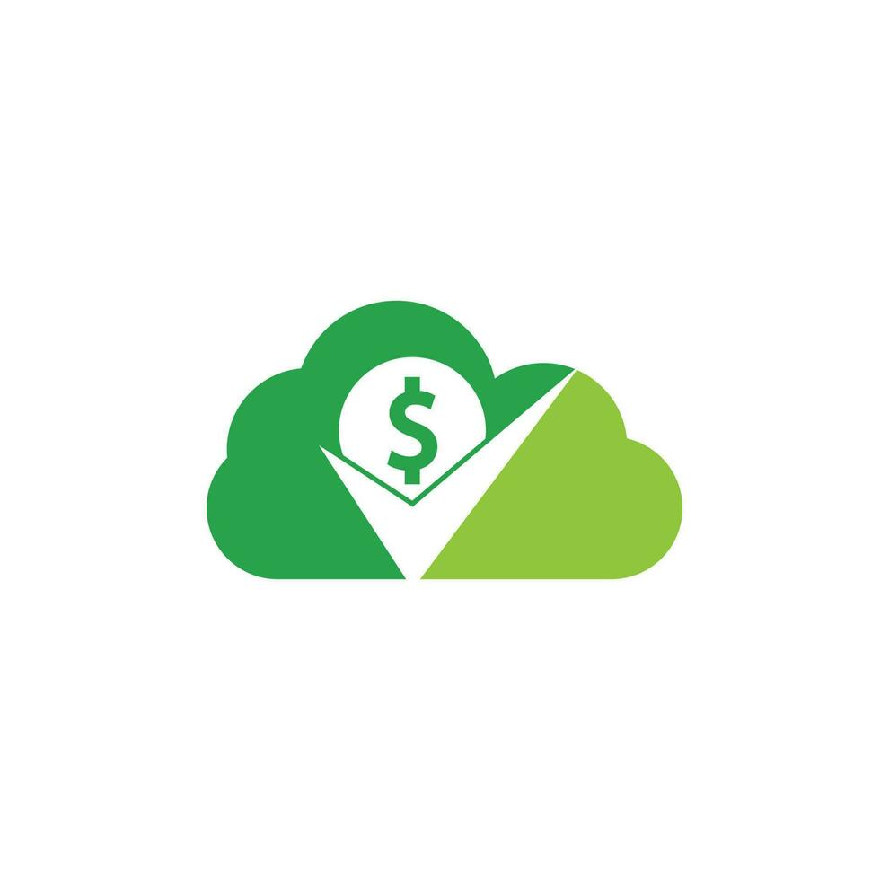 conception de logo de concept de forme de nuage de chèque d'argent. conception de symbole d'icône de trésorerie. bon modèle de logo de paiement vecteur